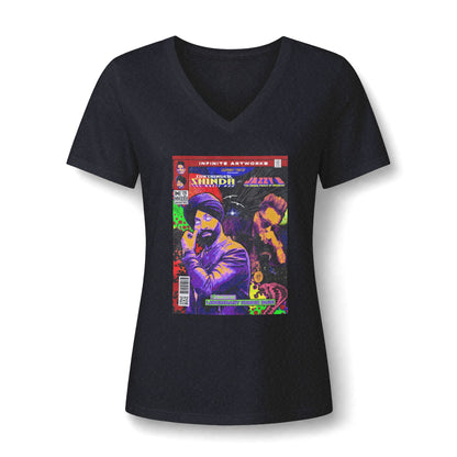 Jazzy x Shinda - Comic Tribute Women's V-Neck Tee